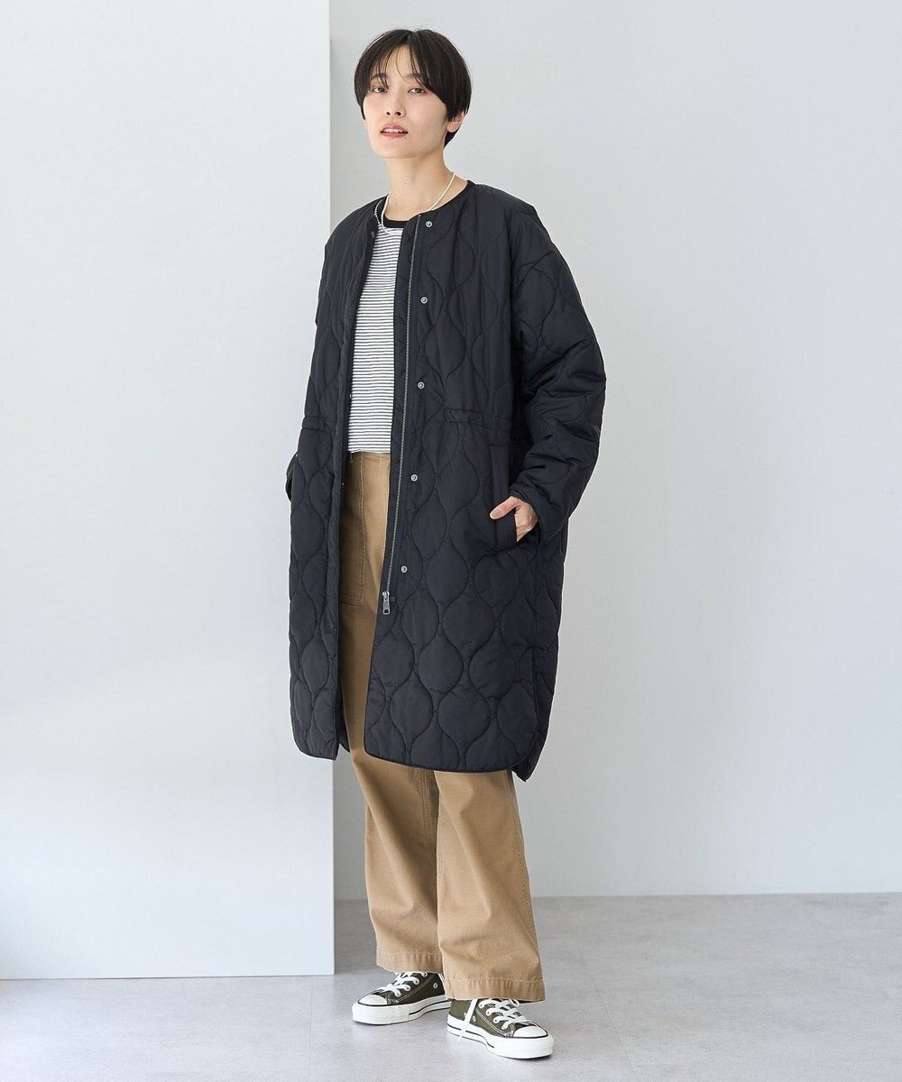 AMERICAN HOLIC 軽ポカノーカラーキルティングロングコート 