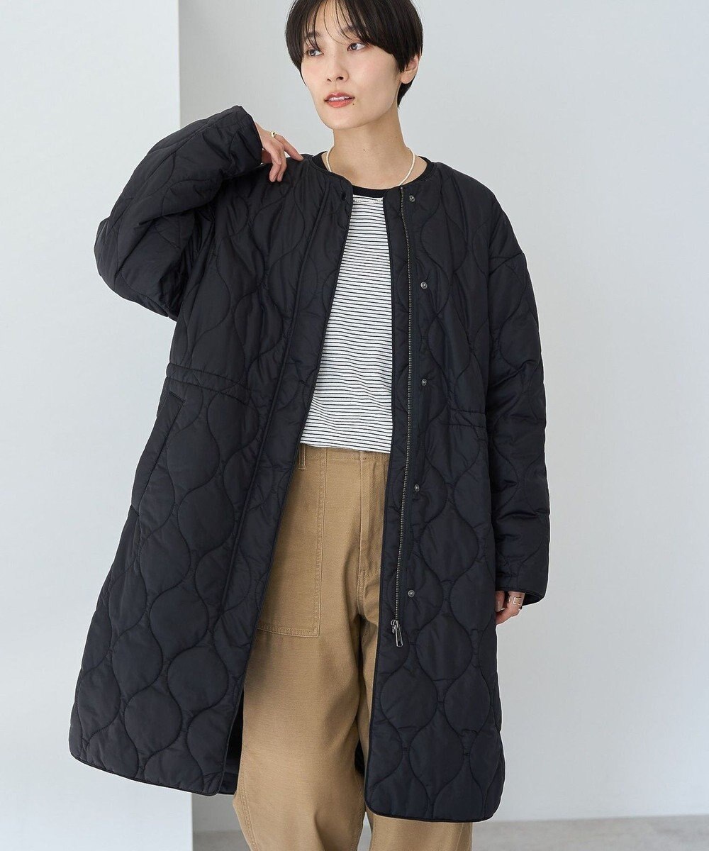 AMERICAN HOLIC 軽ポカノーカラーキルティングロングコート 