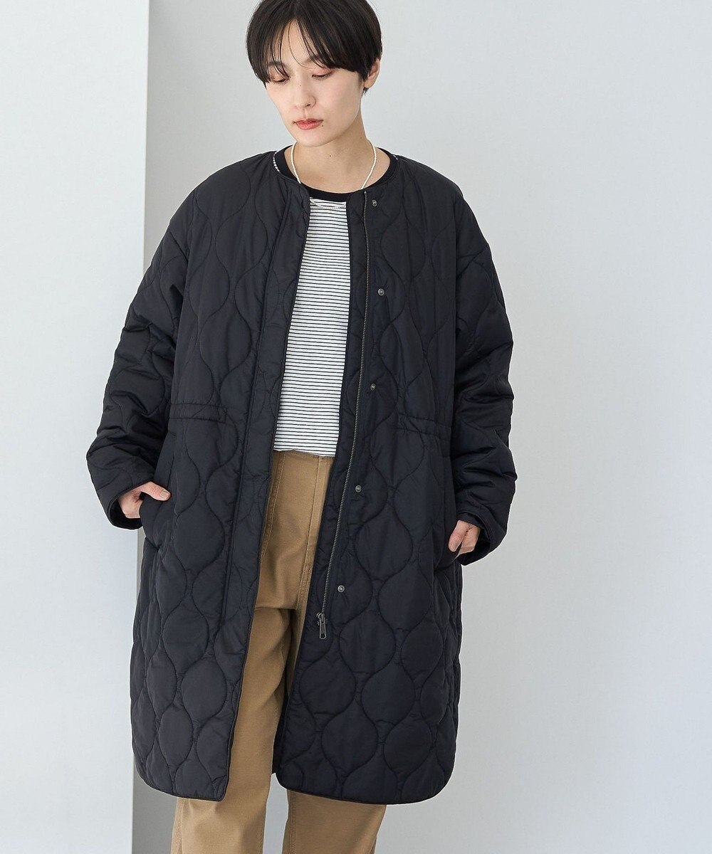 AMERICAN HOLIC 軽ポカノーカラーキルティングロングコート 