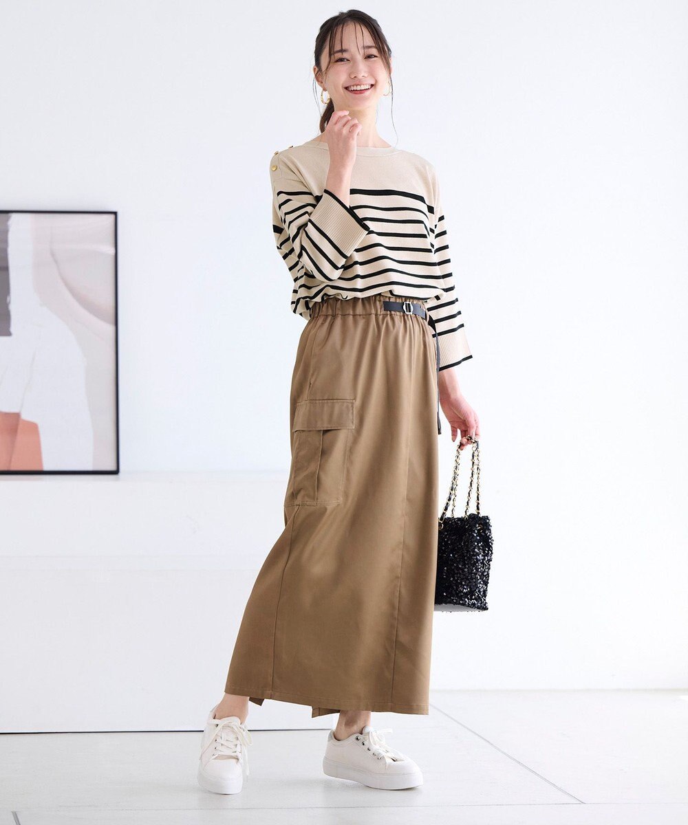 ANY SIS 【WEB・一部店舗限定】サテンカーゴ スカート 