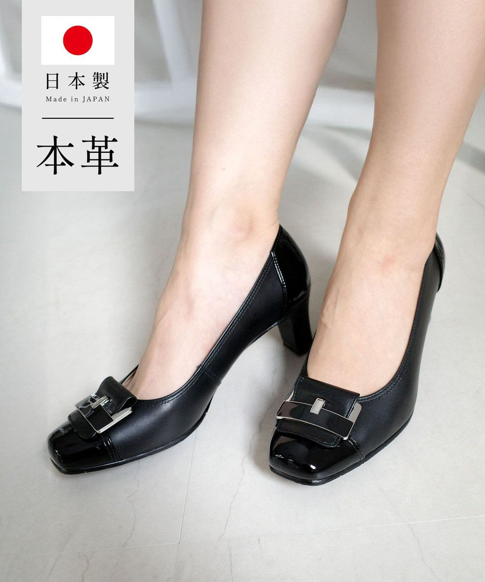 Pointer 日本製 本革スクエアトゥパンプス 