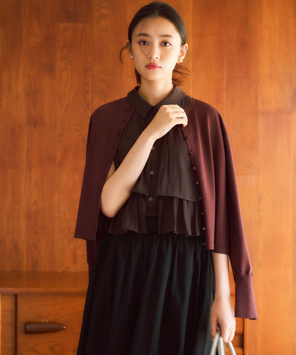 組曲 【入江未悠さんコラボ】ギャザーライトデシンティアード ブラウス 