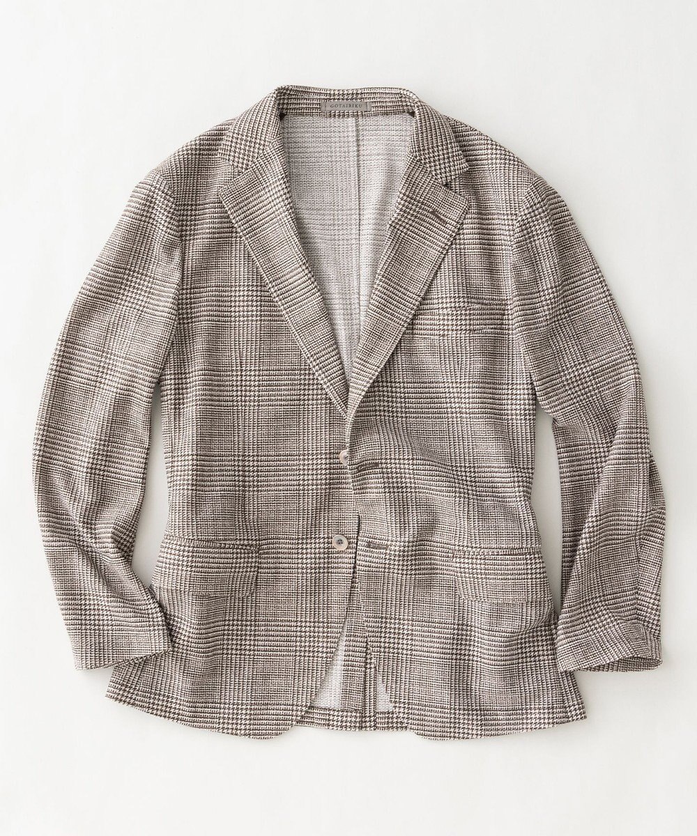 GOTAIRIKU 新柄【吸水速乾/ウォッシャブル】ノルマンディーリネン カーディガンジャケット＿グレンチェック柄 