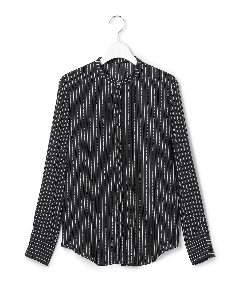 ICB L 【新色追加・WEB限定カラーあり】BackSatinAmunzen バンドカラーブラウス 