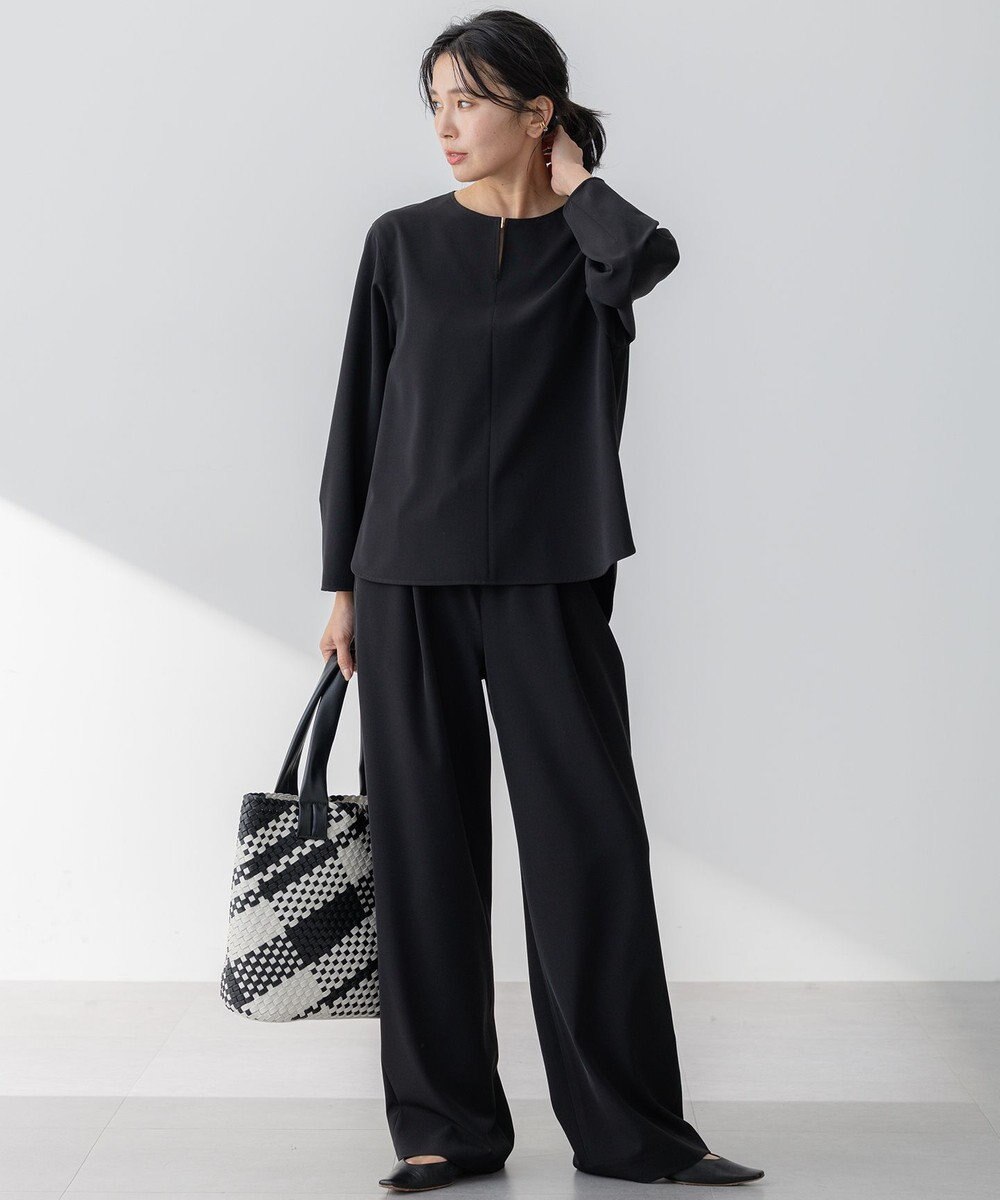 23区 【セットアップ対応/洗える】2WAYストレッチツイル ワイドパンツ 