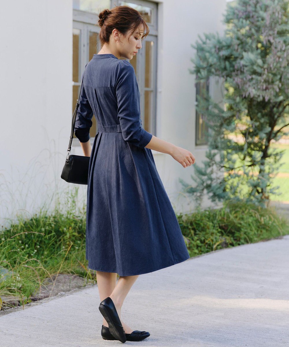 Tiaclasse 【新色追加・洗える】ピーチスキンバンドカラーワンピース 