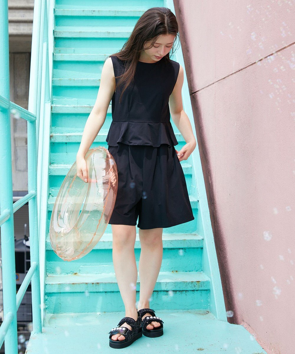 Feroux 【接触冷感・UVカット・吸水速乾】ラッシュガードペプラム オールインワン 