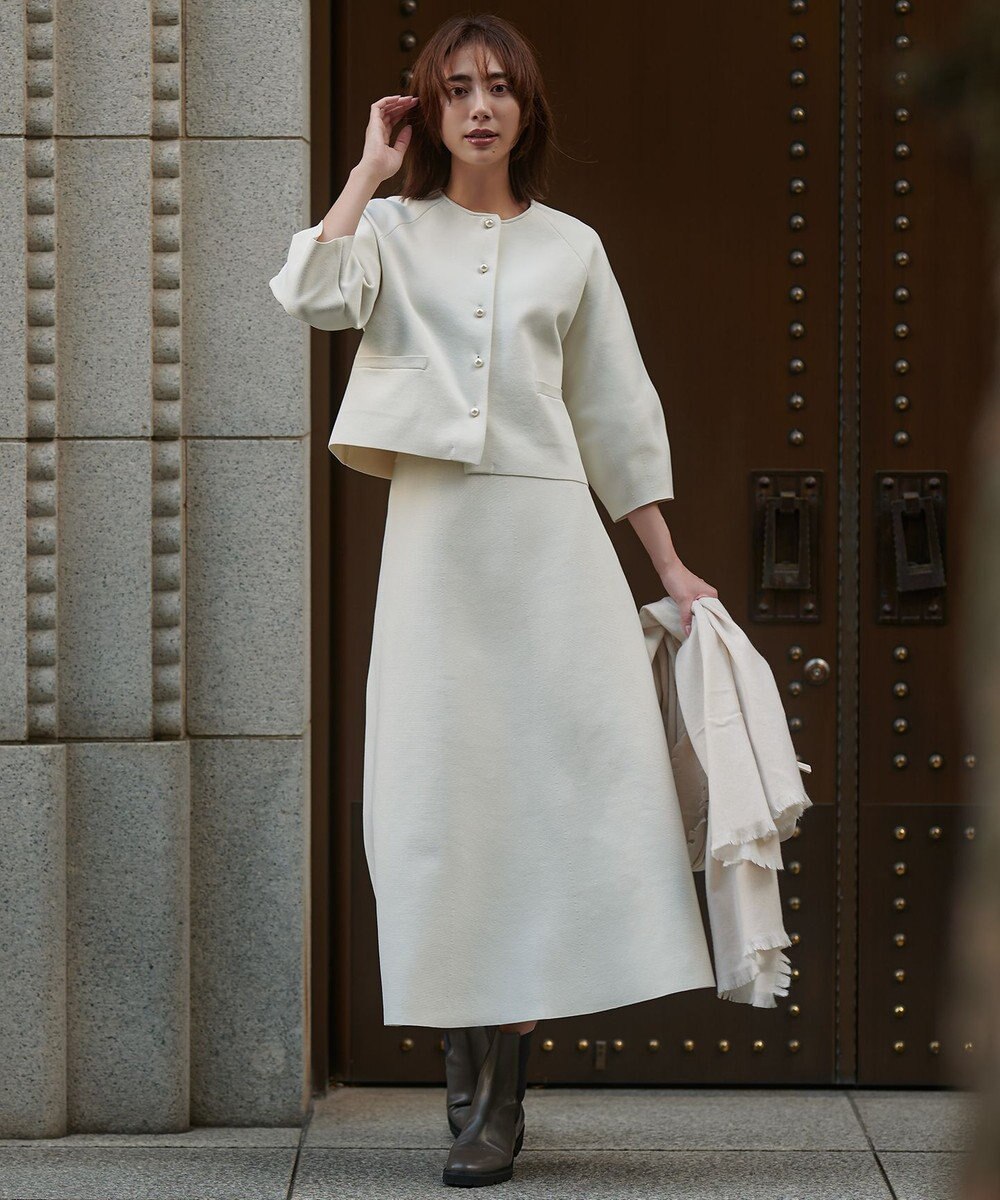 UNFILO L BEAUTY FORM KNIT パールボタン カーディガン 