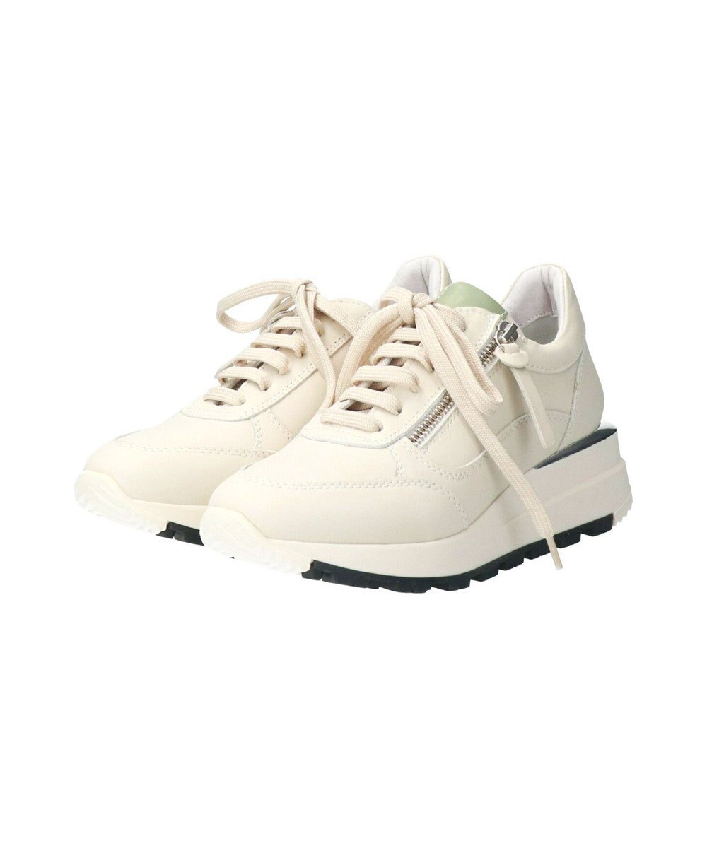 INTER-CHAUSSURES 【QUSHELI】アウトサイドジップレザースニーカー 