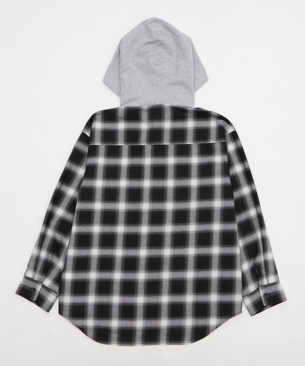 WEGO 裏毛フードチェックシャツ 