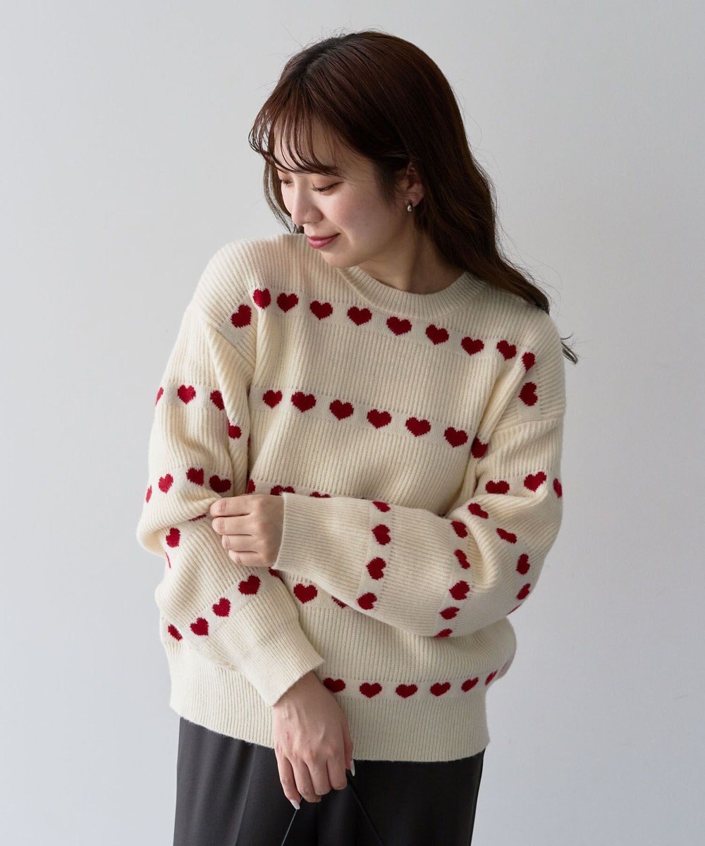 Green Parks ・ｓｗｉｎｇ　ｂｙ　ハートクルーネックニット 