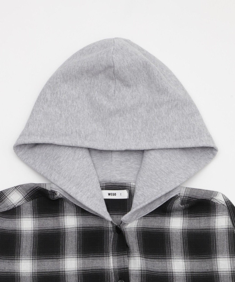 WEGO 裏毛フードチェックシャツ 