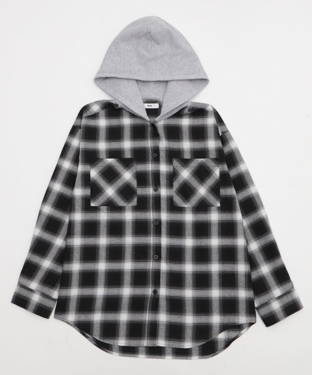 WEGO 裏毛フードチェックシャツ 