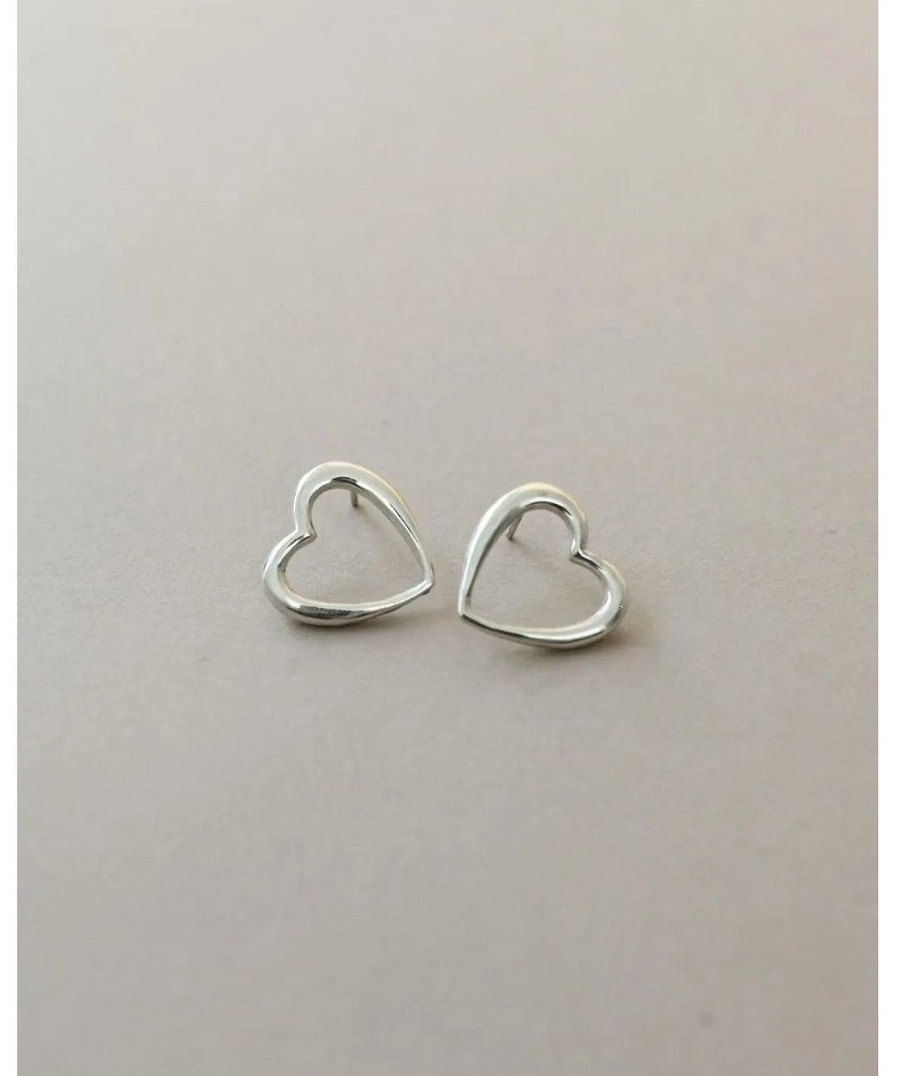 yoaa シルバー925 ミディハートピアス 