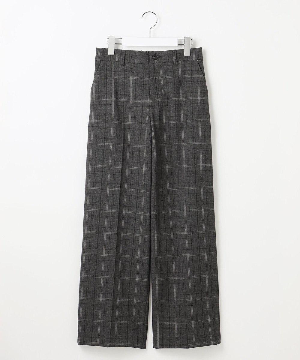 自由区 TRギャバ裏起毛チェック柄ワイド パンツ 