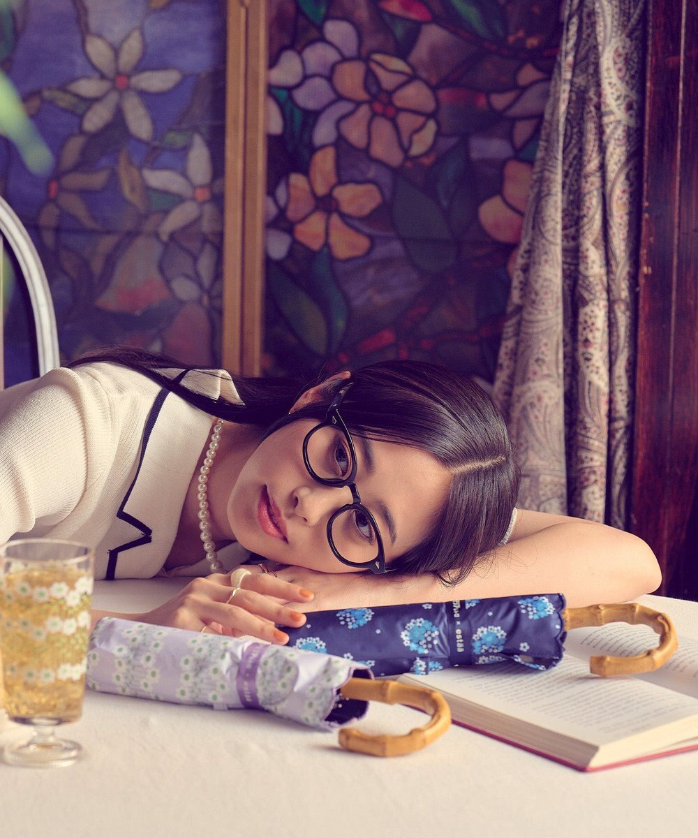 MOONBAT アデリアレトロ×estaa 晴雨兼用日傘 折りたたみ傘 花の輪 UV 一級遮光 