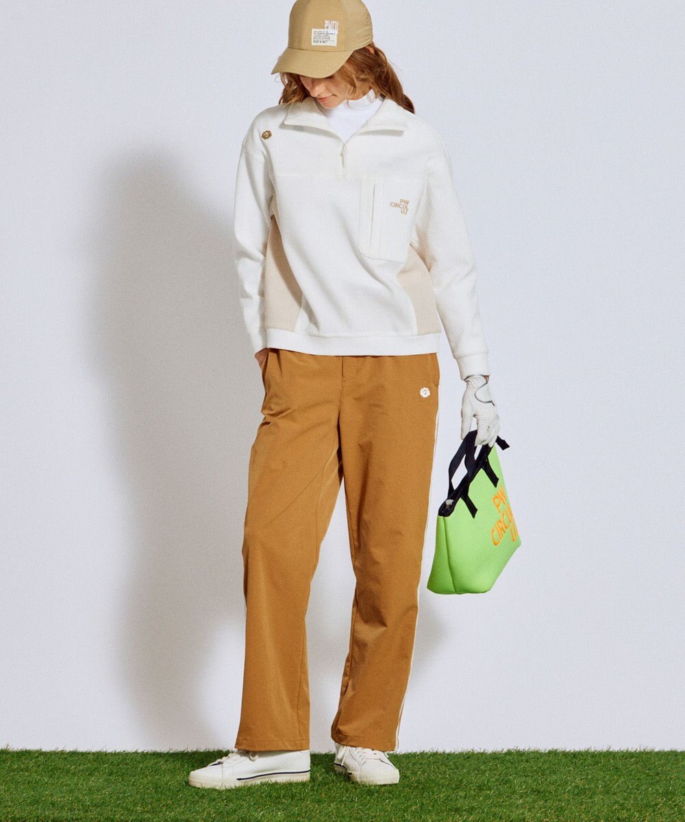 PW CIRCULUS 今が旬トップス！【ドライな肌触り / UV遮蔽率98.9% UVカット / ストレッチ】【WOMEN】ワッフルハーフジップ  ゴルフウェア レディース 