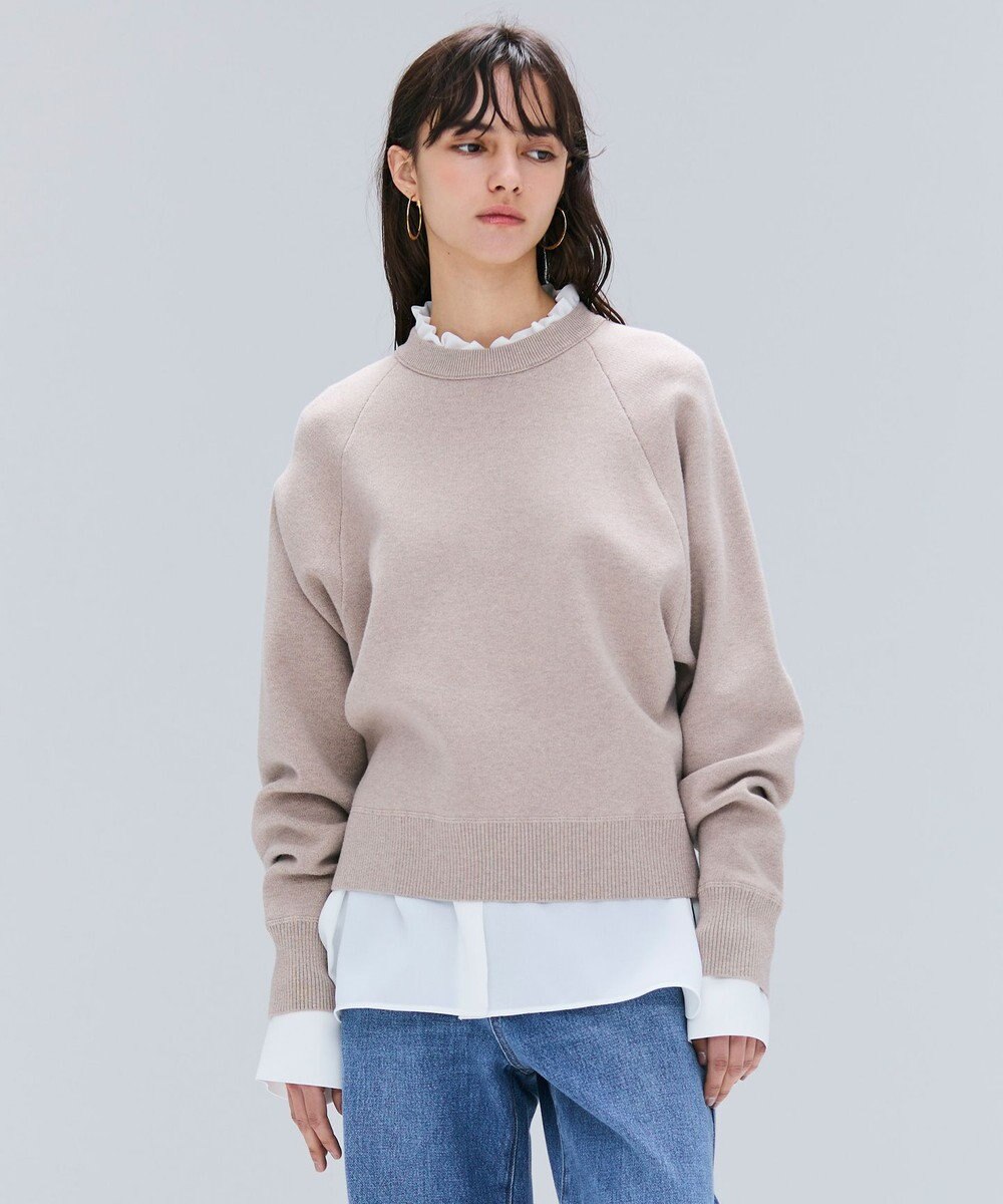 BEIGE， 【洗える】TAFT / コットンカシミヤスウェットニットトップス 