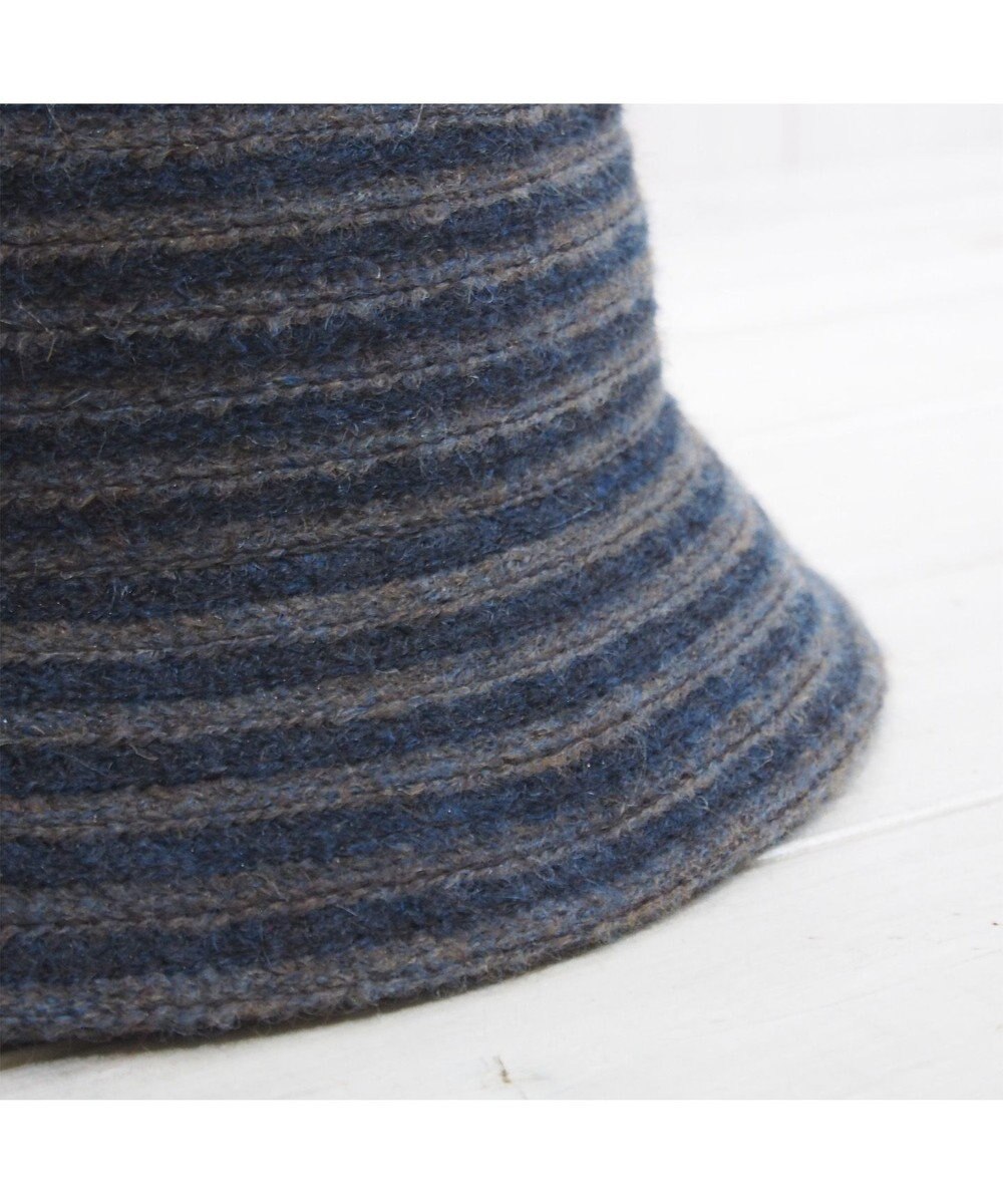 石田製帽 モヘヤ混ボーダー　バケット 