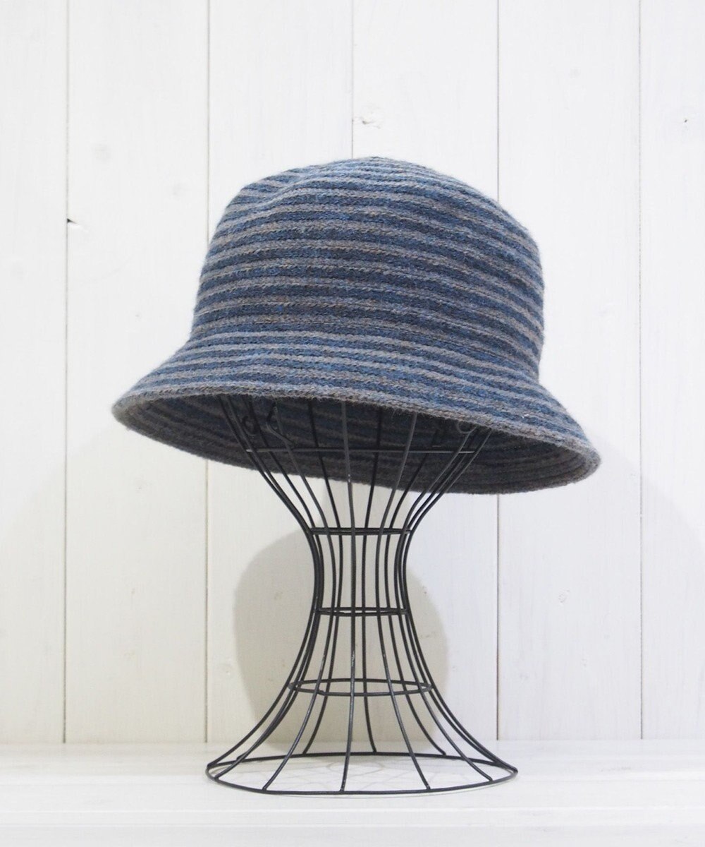 石田製帽 モヘヤ混ボーダー　バケット 