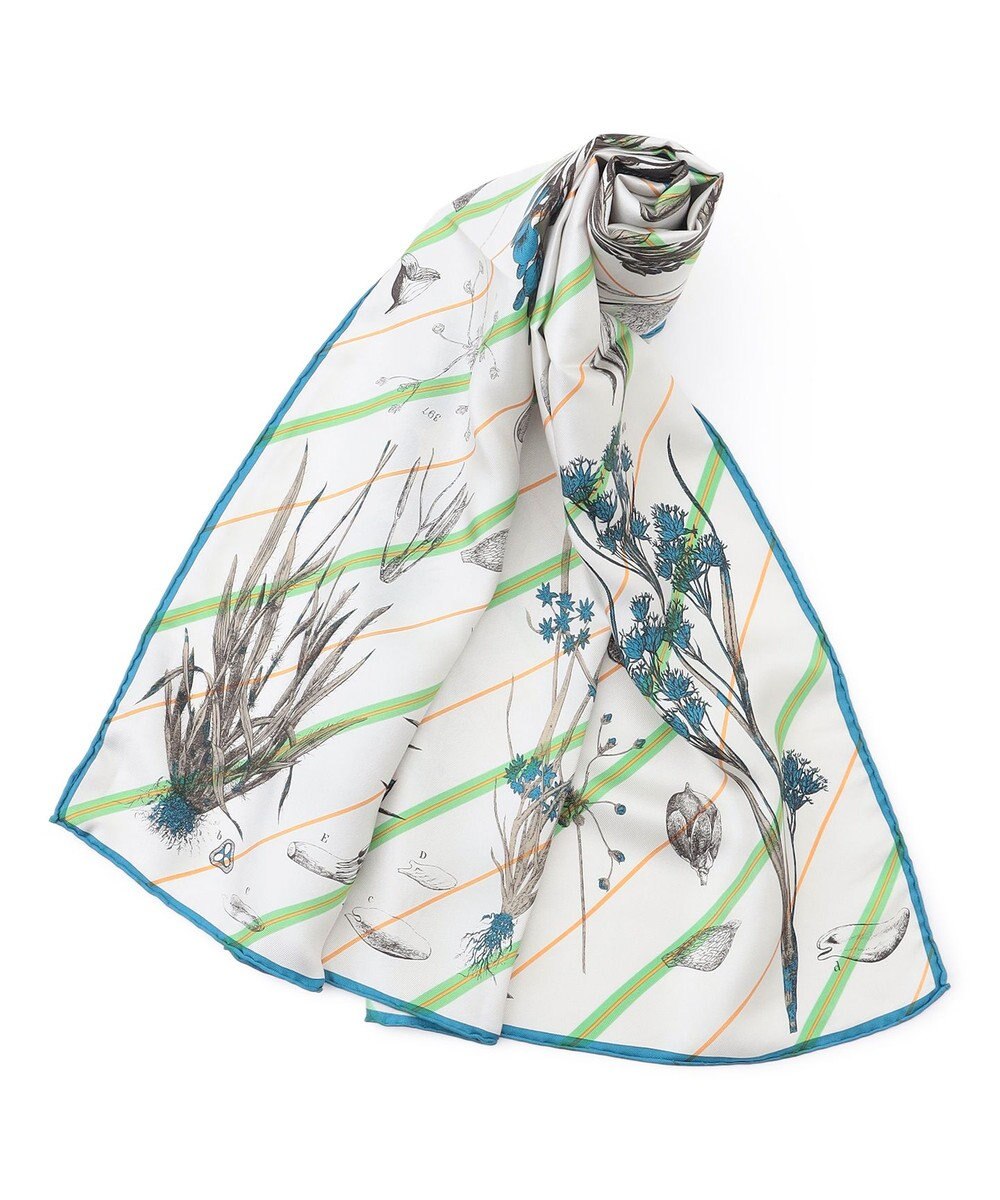 23区 manipri コラージュボタニカルフラワー シルク スカーフ 