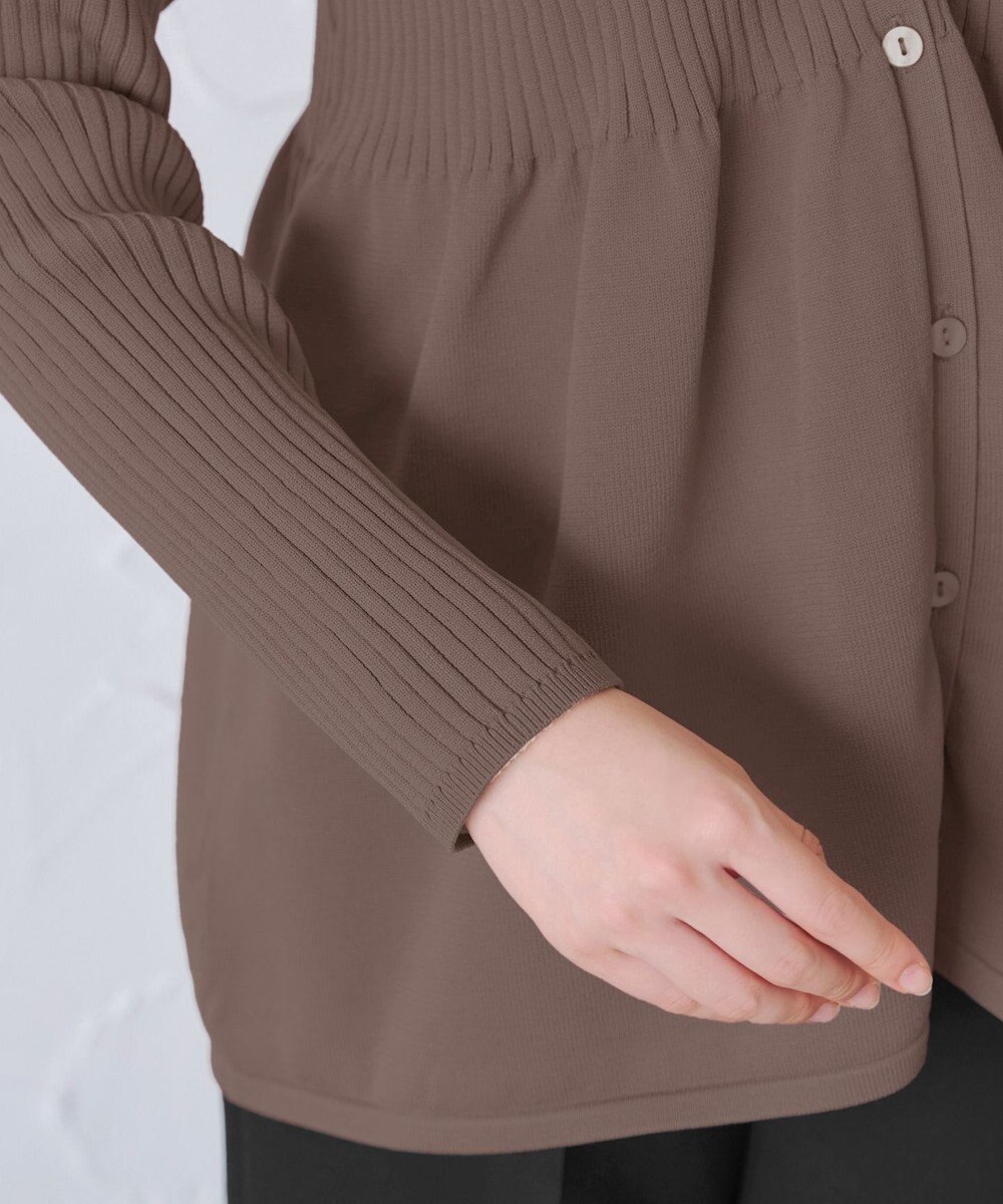 Tiaclasse L 【洗える】リブ切替フレアカーディガン 