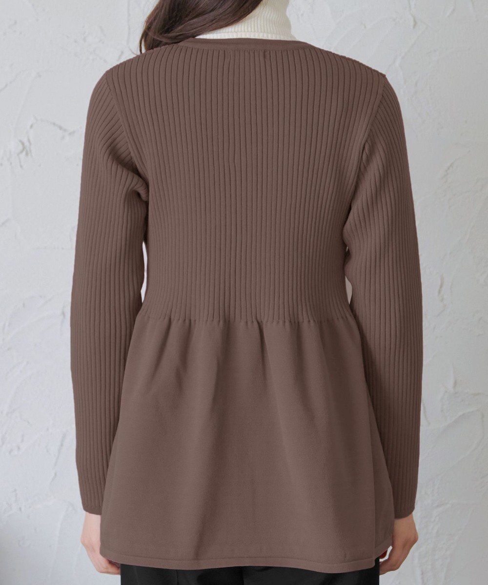 Tiaclasse L 【洗える】リブ切替フレアカーディガン 