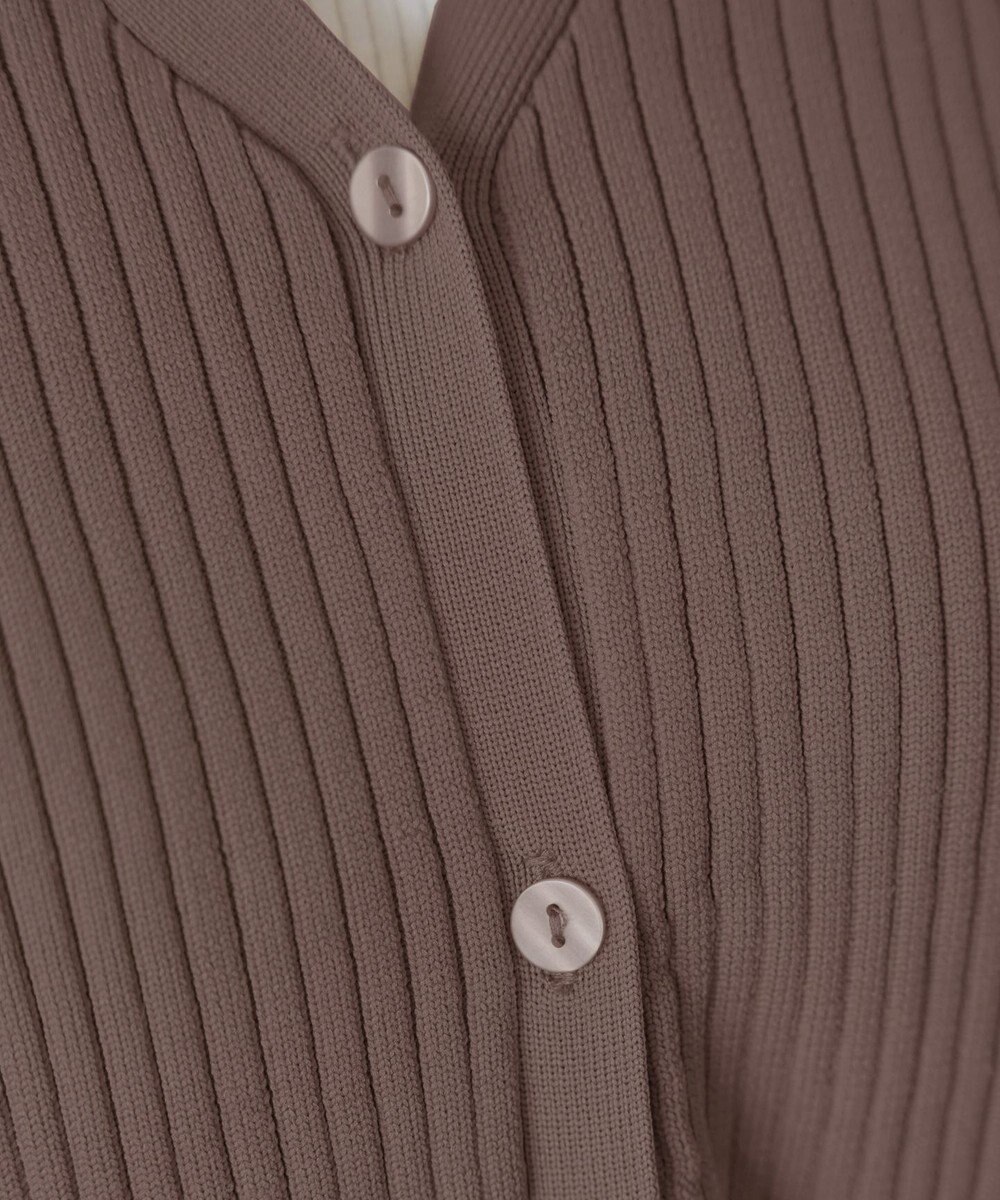 Tiaclasse L 【洗える】リブ切替フレアカーディガン 