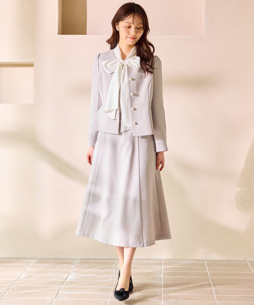Feroux 【先行予約】パール釦ペプラムジャケット×スカート セットアップ 
