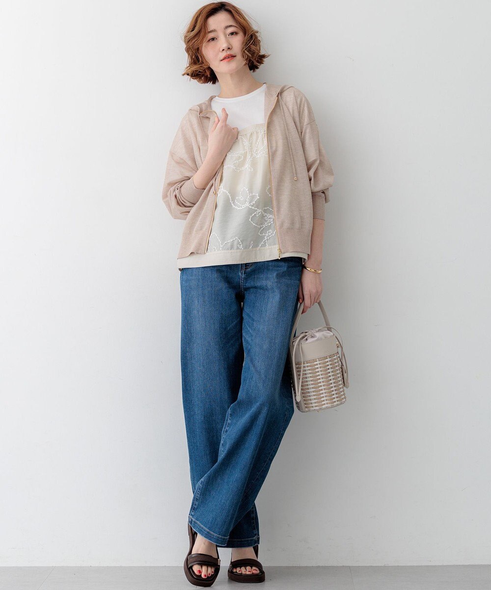 23区 シャイニーシアーニット ジップアップ パーカー 