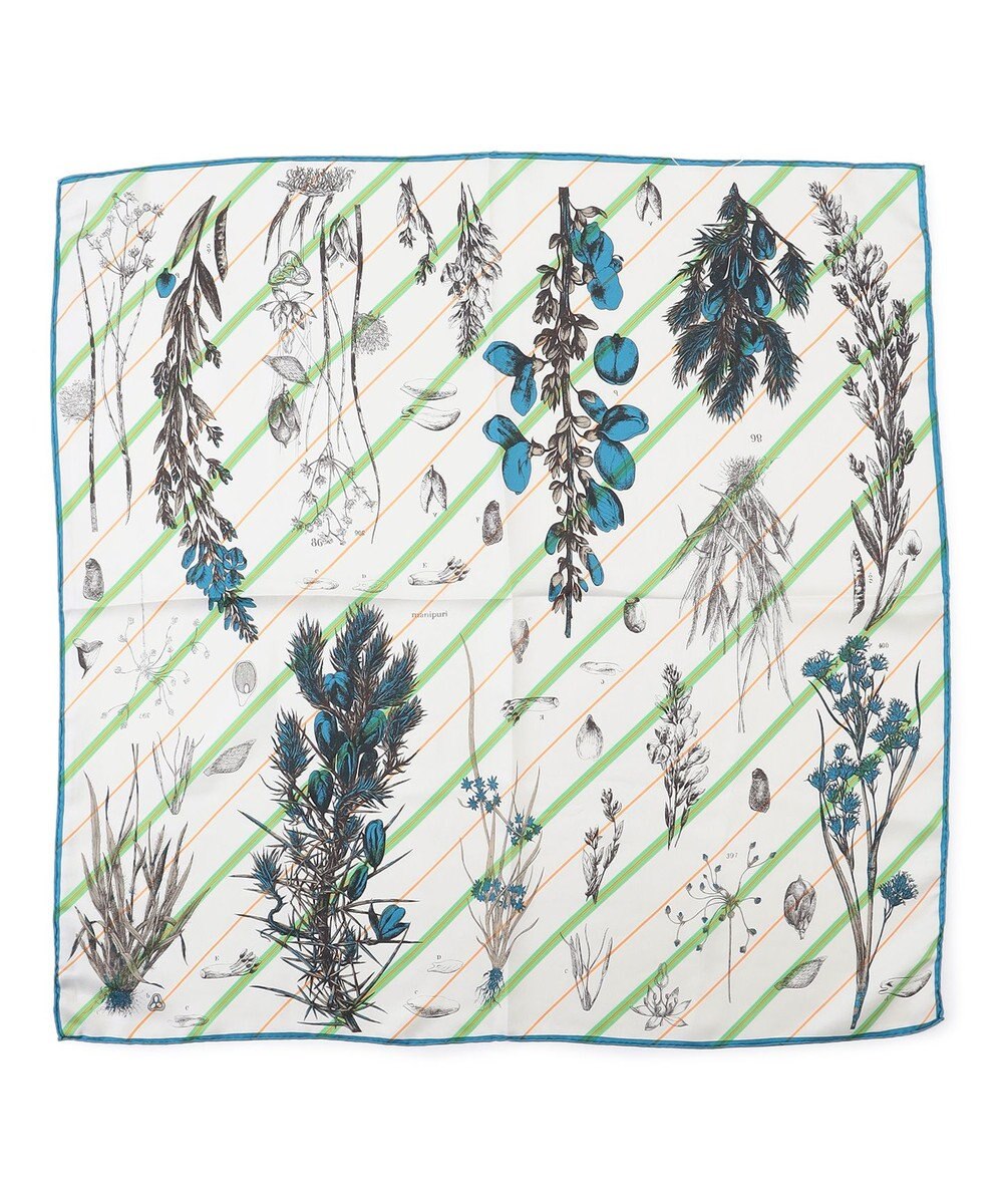 23区 manipri コラージュボタニカルフラワー シルク スカーフ 