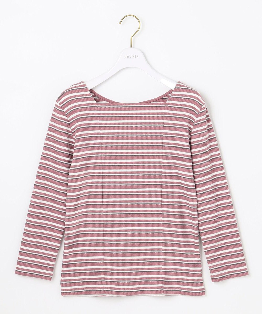 ANY SIS 【前後着用可】マルチボーダー2WAYテレコ カットソー 