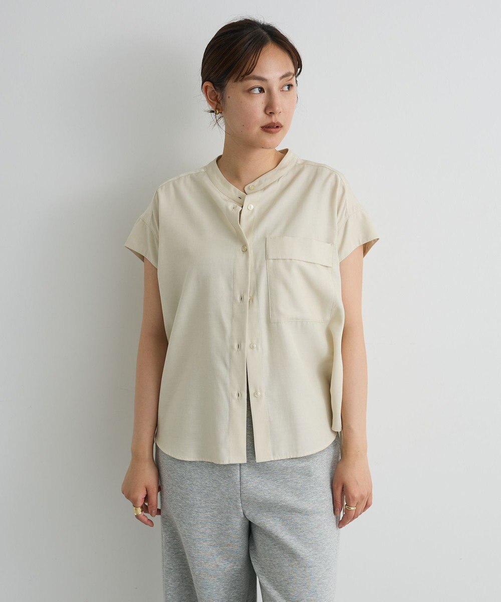 CRAFT STANDARD BOUTIQUE バンドカラーサイドドロストシャツ 