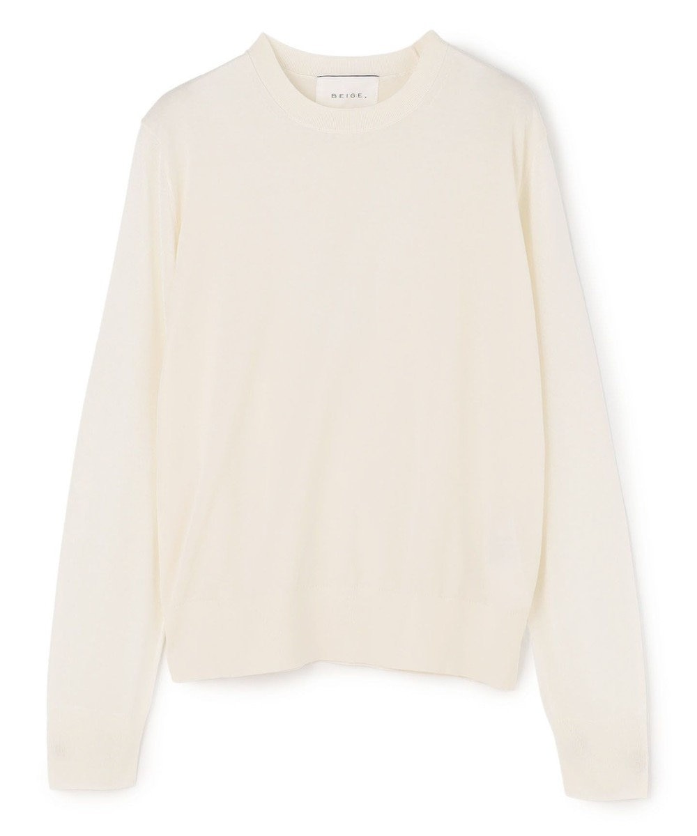 BEIGE， JULIE / コットンシルク 異素材プルオーバーニット 