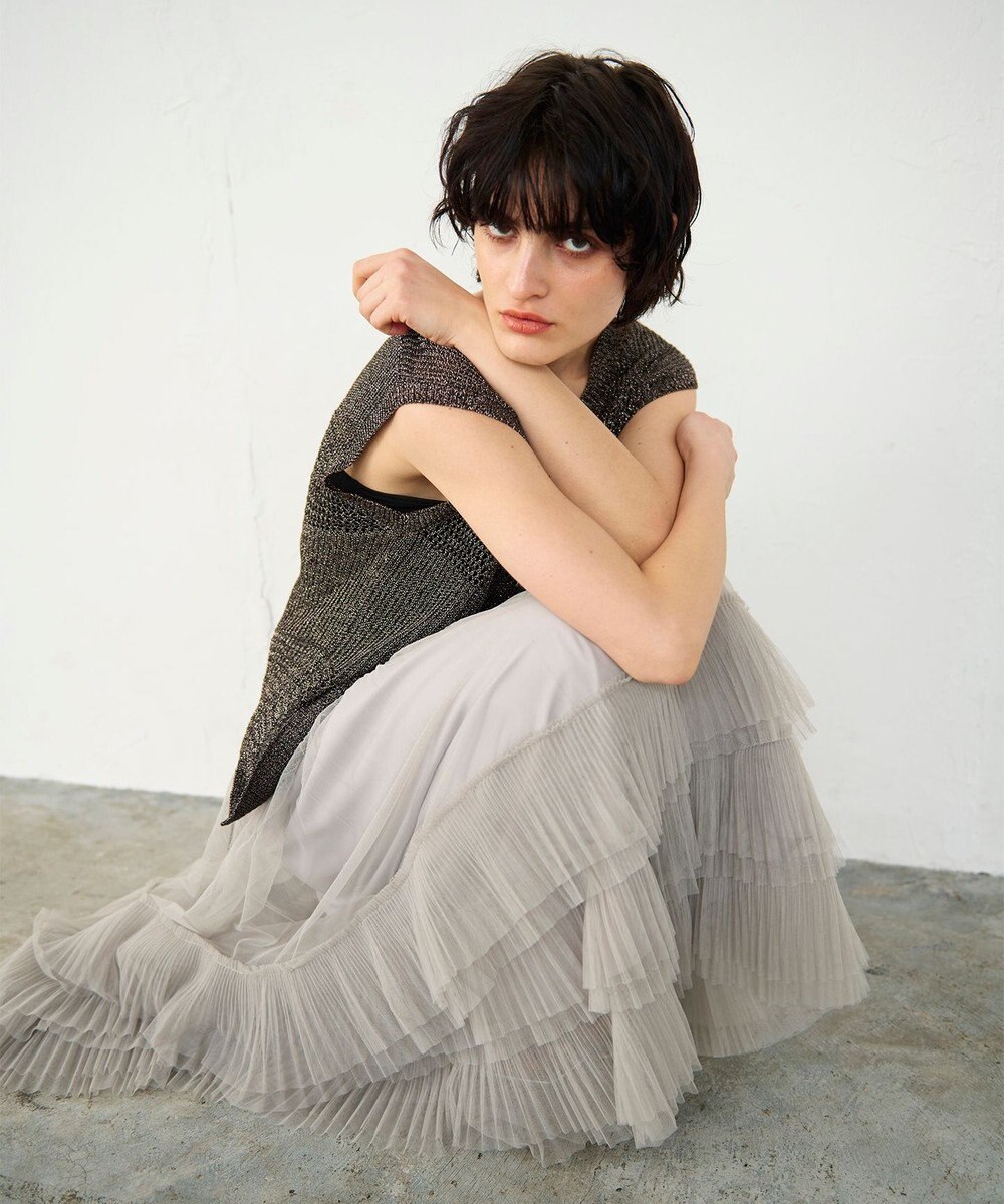 GRACE CONTINENTAL ラメメッシュニットトップ 