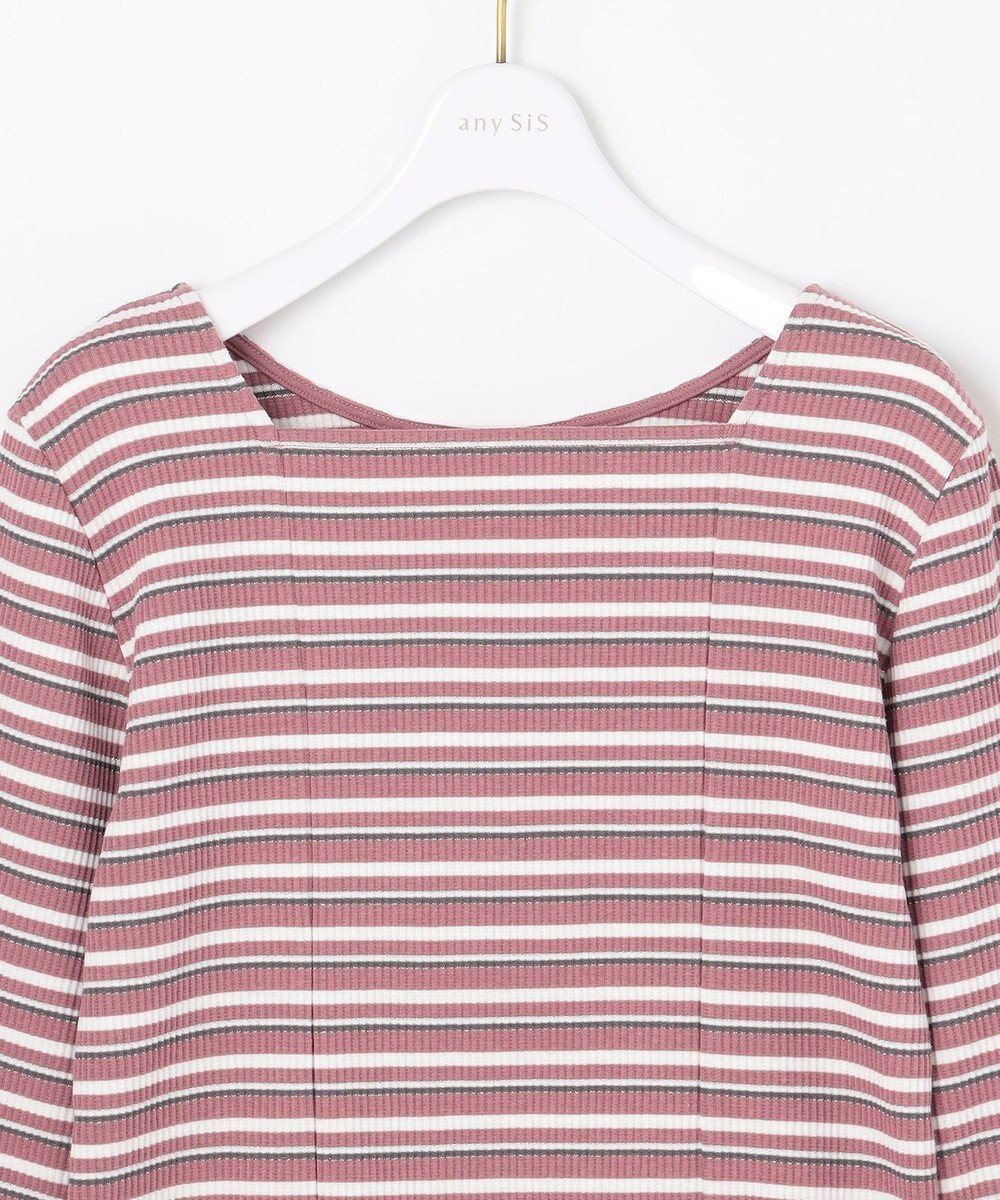 ANY SIS 【前後着用可】マルチボーダー2WAYテレコ カットソー 