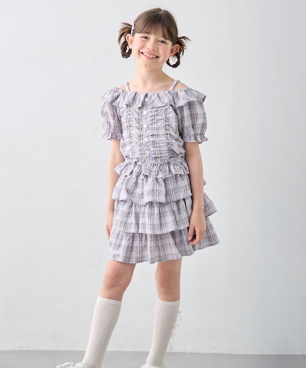 ANY KIDS 【洗濯機可能】2WAY チェックブラウス 
