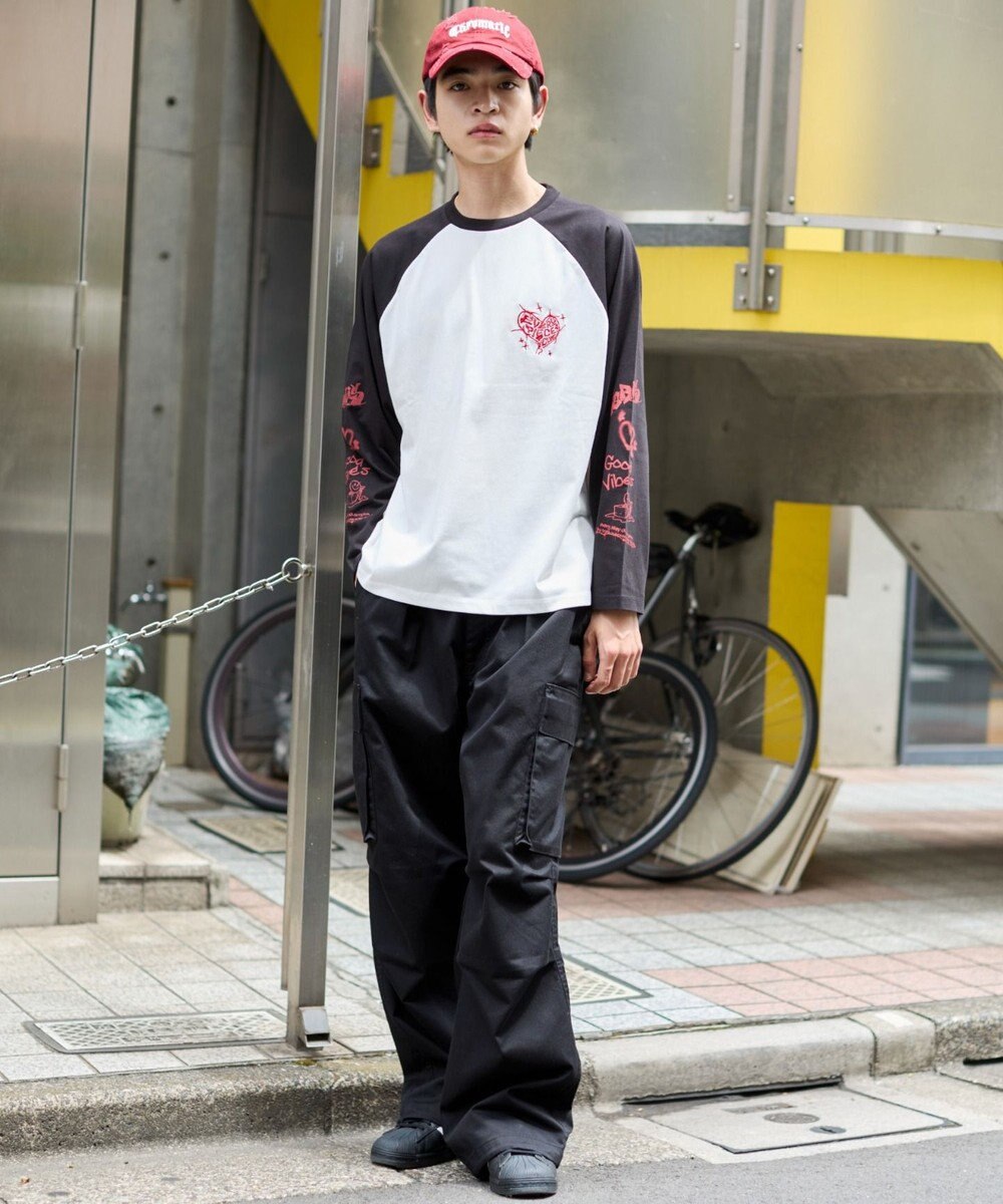 WEGO 【ユニセックス着用ITEM/MLサイズ展開】スリーブロゴグラフィックラグランT（LS） 