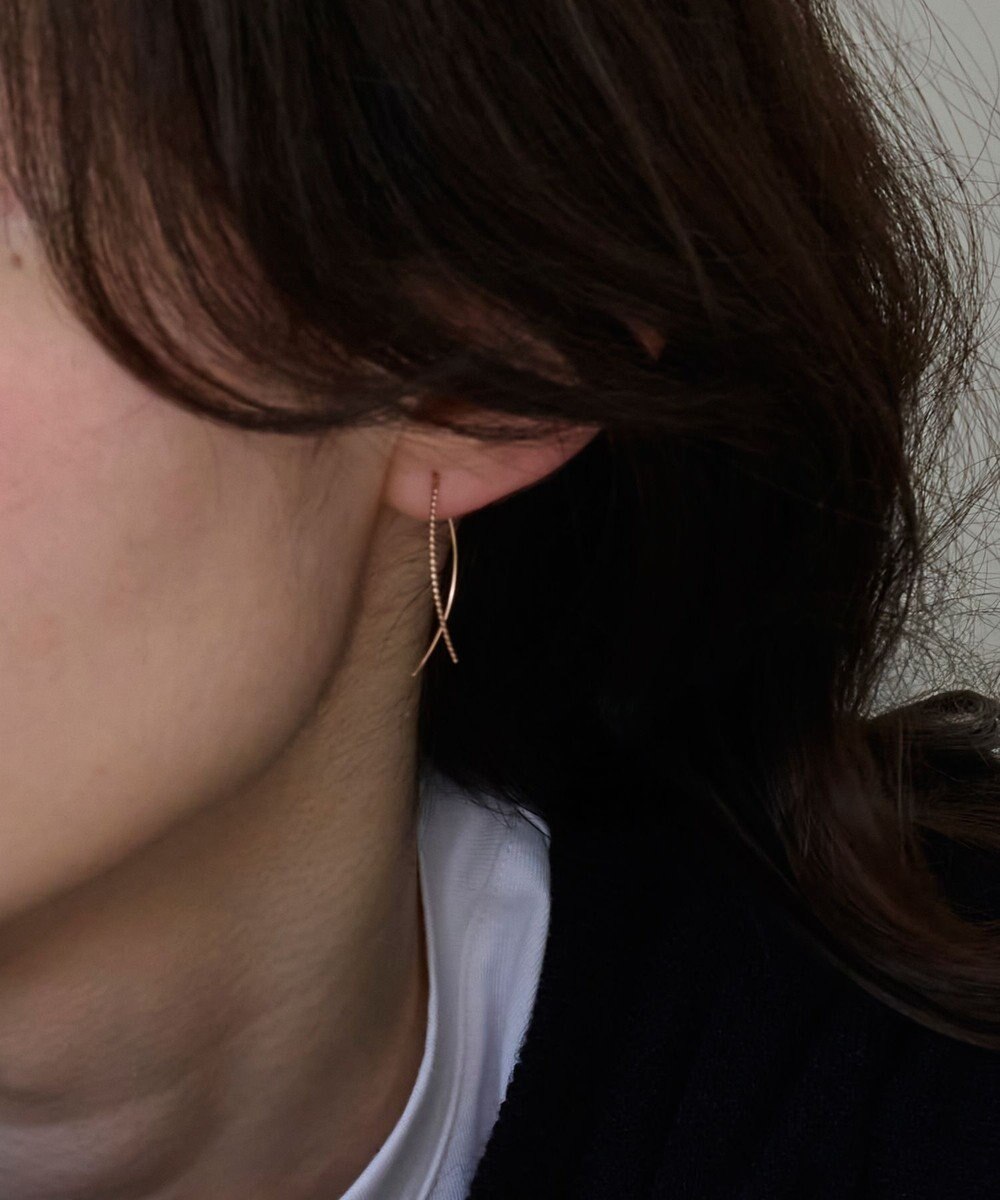 Phoebe 【K10RG】クロスラインアメリカンピアス　ローズゴールド 