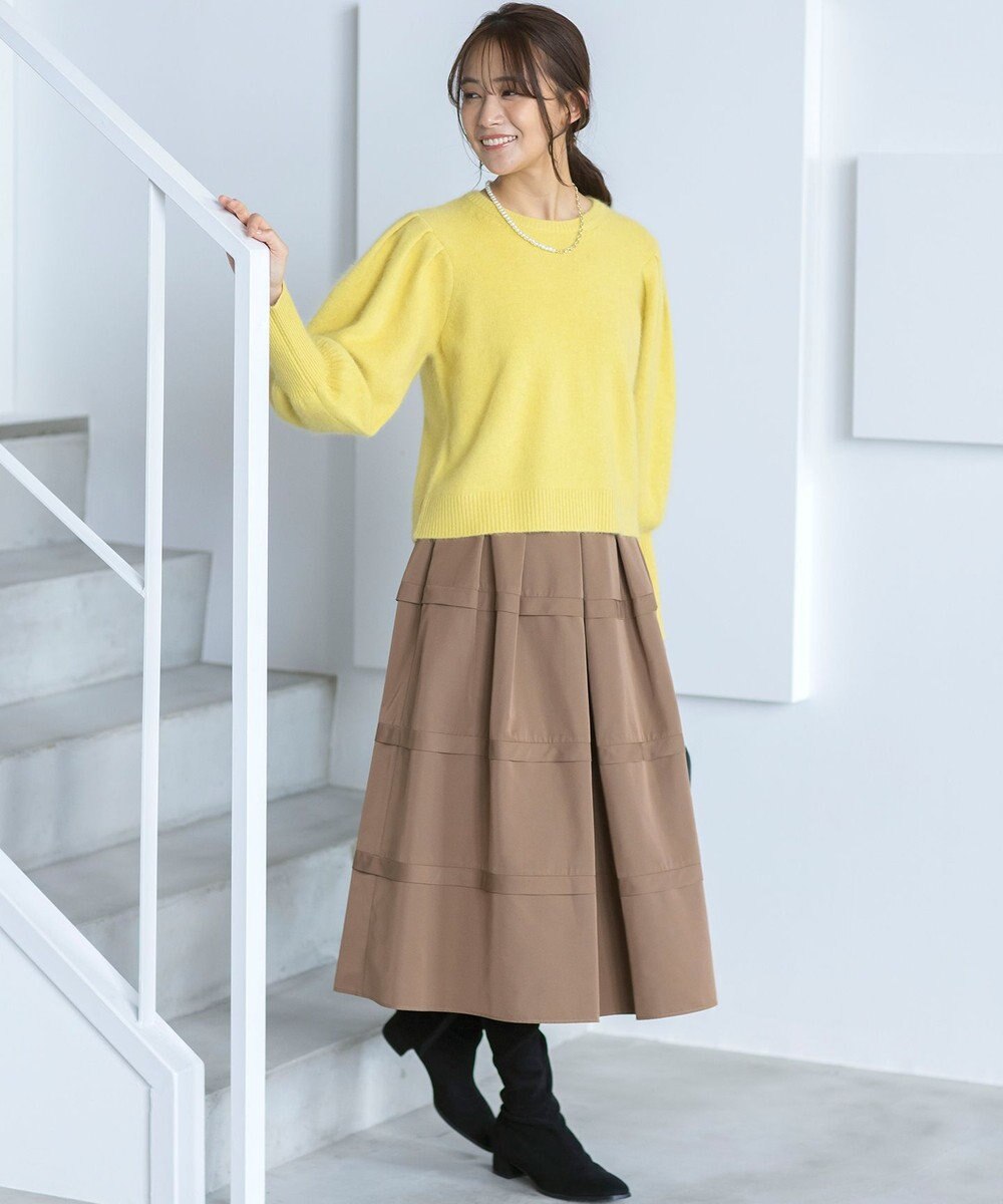 組曲 フリルタフタ フレアスカート 