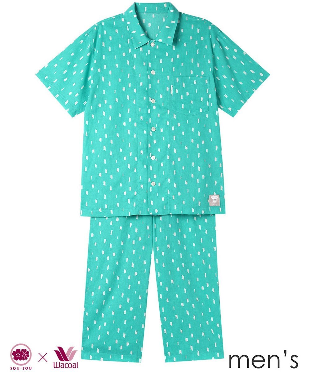 ワコール／睡眠科学 パジャマ 5分袖 半袖 8分丈 綿100%(本体) 【SOU・SOU（R）】 メンズ YGT163 睡眠科学／ワコール 