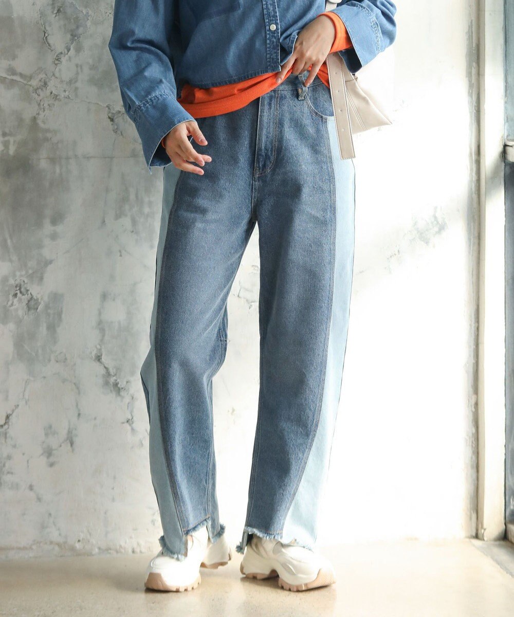 Green Parks 切り替えカーウ゛ィーデニムパンツ 