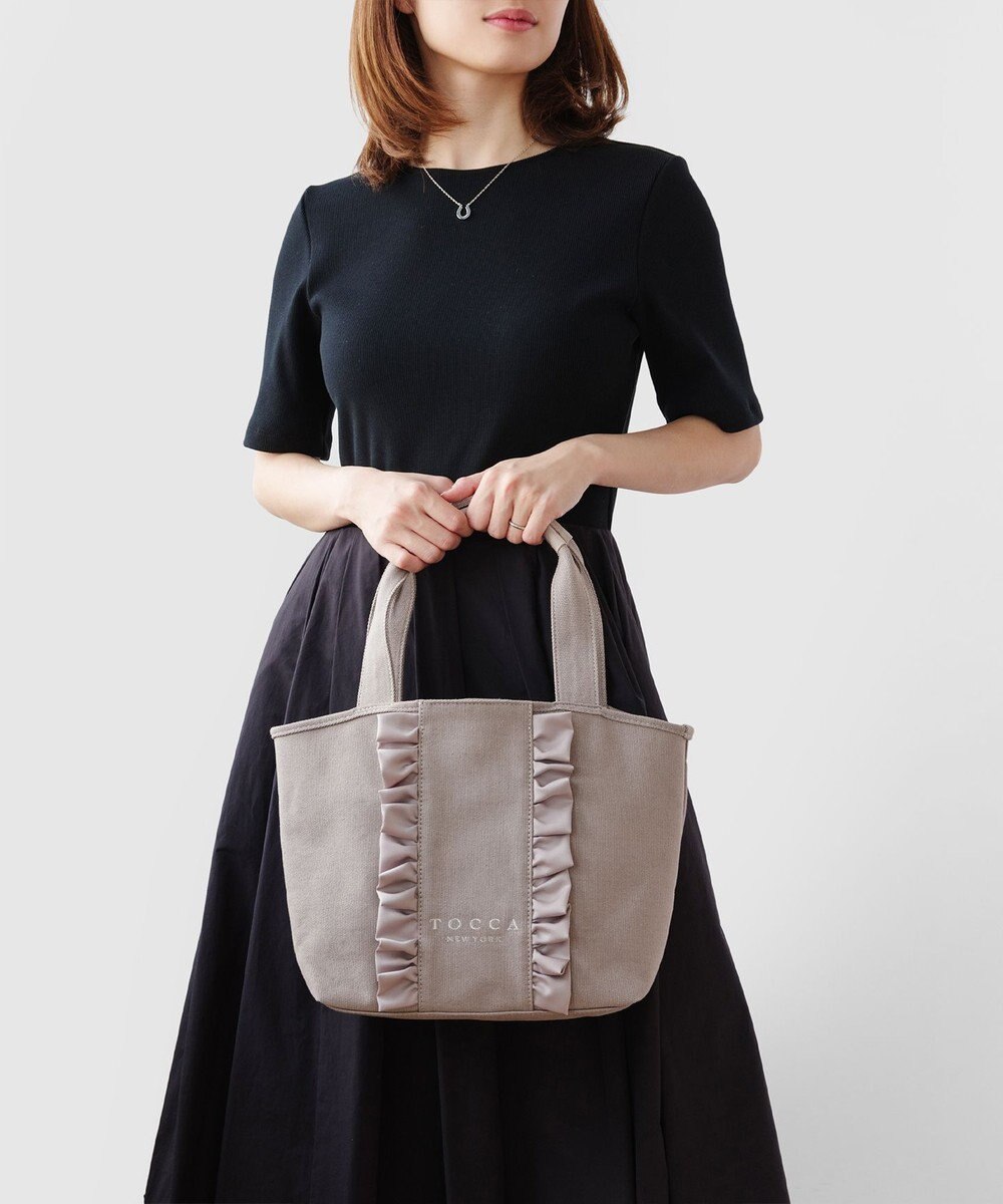 TOCCA 【A4サイズ対応】RIBBON FRILL CANVASTOTE キャンバストートバッグ 