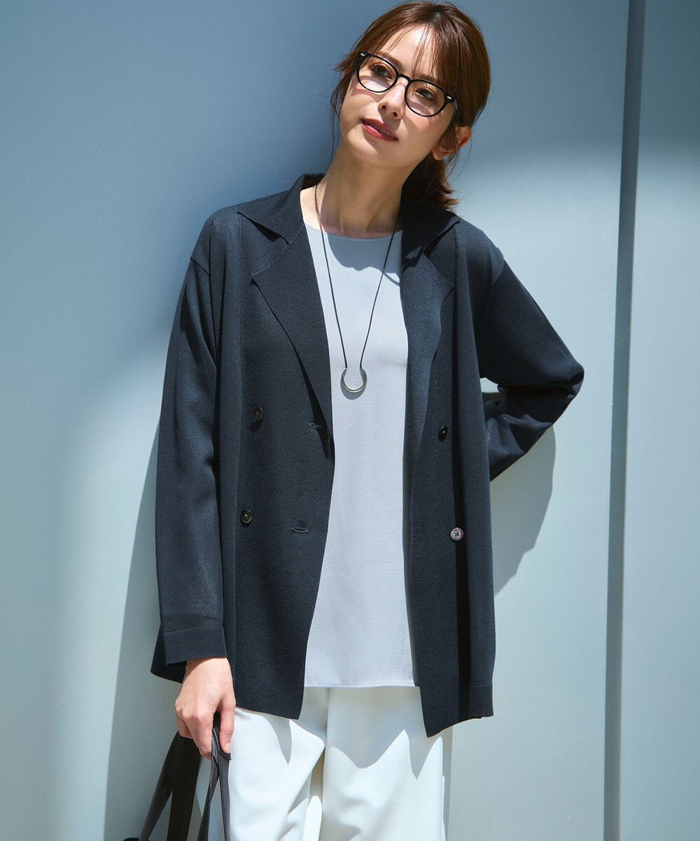 23区 L 【洗える】サテン ロングスリーブ Tシャツ 