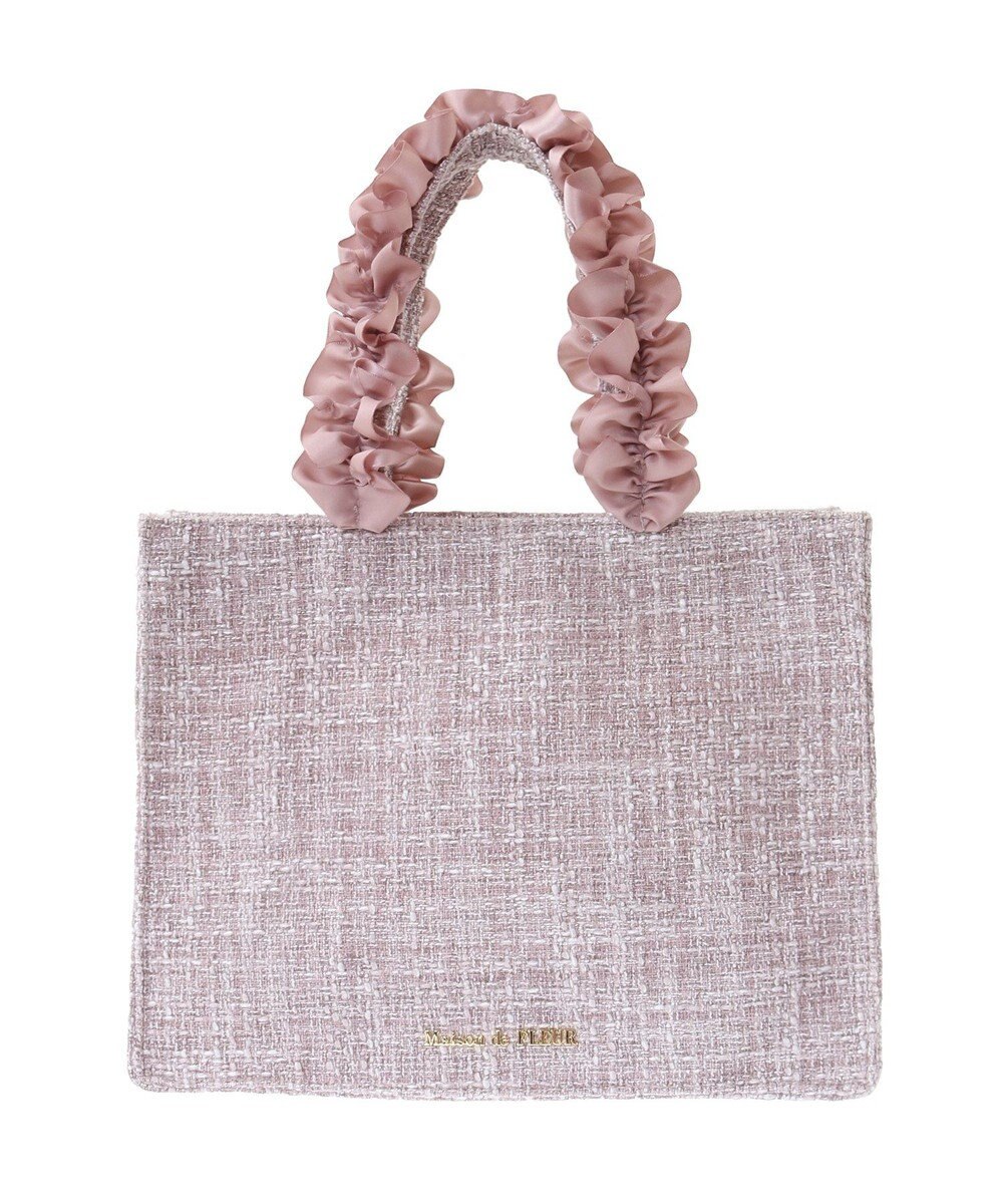 Maison de FLEUR ツイードフリルハンドルスクエアトートSバッグ 