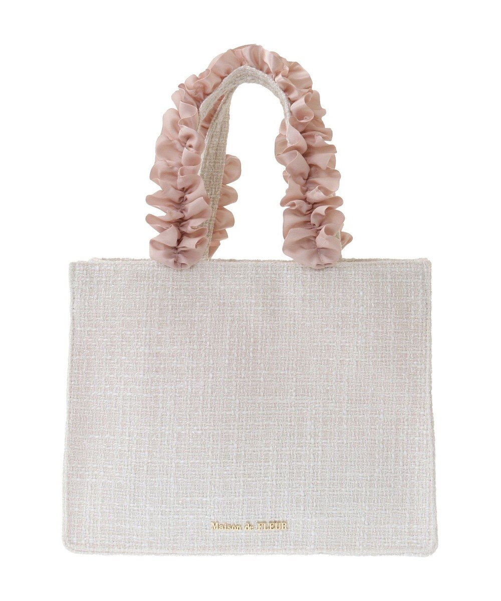 Maison de FLEUR ツイードフリルハンドルスクエアトートSバッグ 
