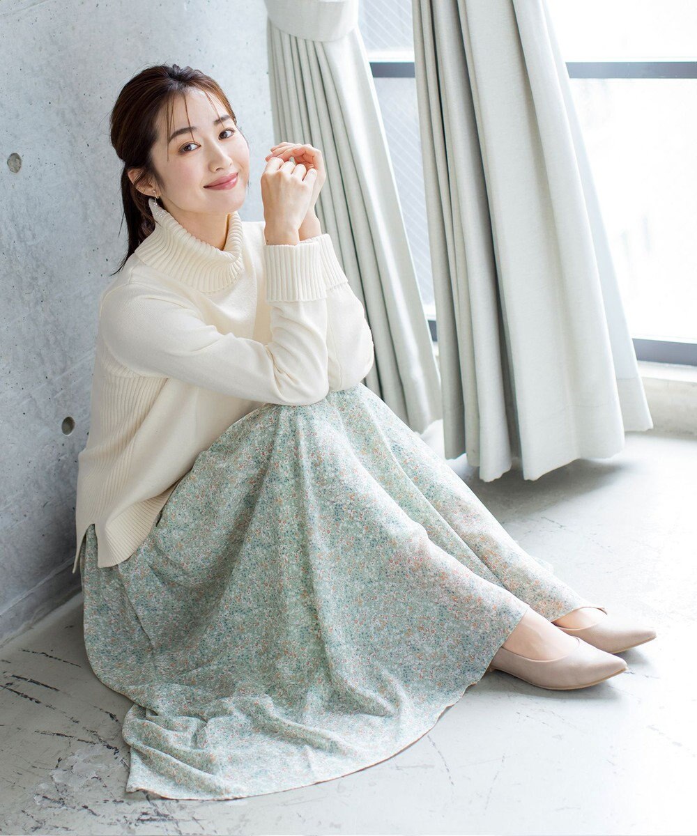 Tiaclasse L 【洗える】もっちり柔らかいリブタートルプルオーバーニット 