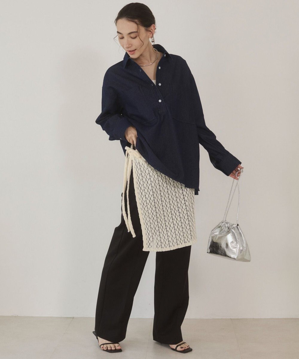 WEGO 【ANGIE VINTAGE】襟が選べる デニム プルオーバー シャツ（バンドカラー/レギュラー） 