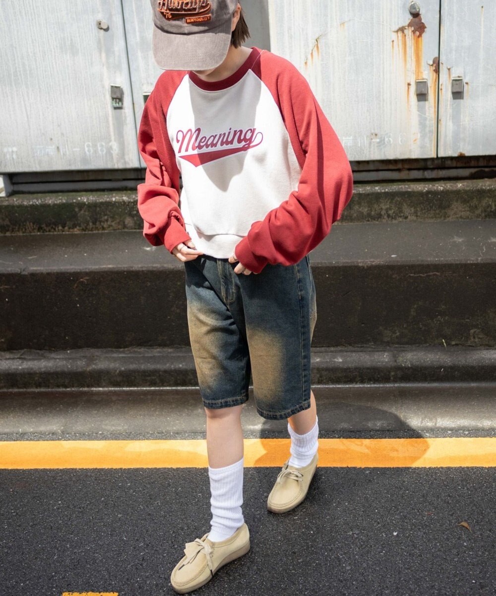 WEGO チームロゴラグランショートスウェット 