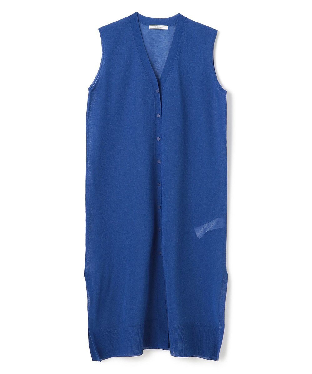 BEIGE， 【洗える】MILANO / リネン混シアーロングジレカーディガン 